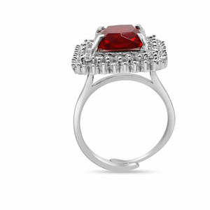 NOVAMART Fine Zarkan 925 Red Ruby Statement <b>Ring</b> for Women Fine Jewelry with Emerald Cut Natural <b>Turquoise</b> Stone Platinum Rhodiu - Product Image 2