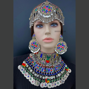 ชุดเครื่องประดับสไตล์โบฮีเมียนอัฟกัน พรีเมียม ทำจากสแตนเลสเคลือบเงินโบราณ พร้อมกระดิ่งห้อย สำหรับงานปาร์ตี้และพิธีกรรมทางศาสนาอิสลาม - Product Image 6