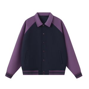 Streetwear Winter Solid Varsity <b>Jackets</b> with Plain Dyed Fabric Single Button Stand Collar and OEM Service - Product Image 1