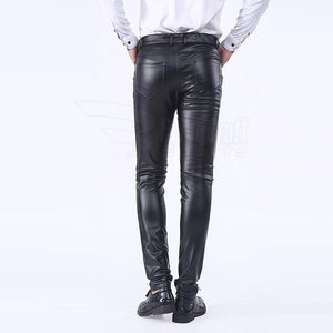 Pantalon en cuir de haute qualité, respirant, personnalisable, pour homme, décontracté, léger, couleur unie, streetwear, taille mi-haute, coupe droite - Product Image 3