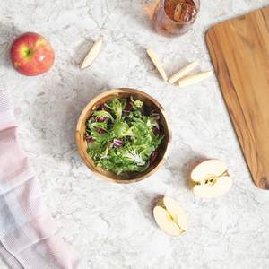 Bol de service rond évasé en bois d'acacia, écologique, artisanal, contemporain, pour fruits ou salades - Product Image 1