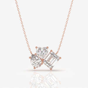 Cluster Trio Lab-Grown Diamond <b>Pendant</b> with 14k Gold Fashionable Diamond Charms - Product Image 4