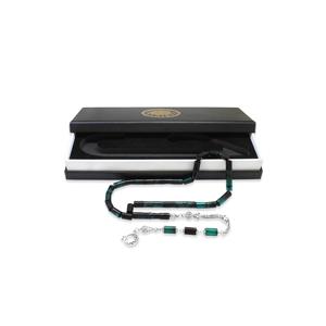 Taglio rosario ambra fuoco verde-nero a benzina con nappe metalliche resistenti alla nanna - Product Image 2