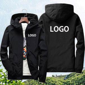 Chaqueta impermeable con logotipo personalizado cortavientos para hombre de gran tamaño con Capucha ligera al aire libre primavera otoño impermeable para venta al por mayor OEM - Product Image 2