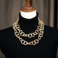 Meilleure vente en gros corne de buffle naturelle longue chaîne à maillons collier pour femmes origine vietnamienne accessoires de mode pour cadeaux