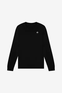 T-shirt à manches longues pour homme noir, col rond, coupe classique, tissu jersey en coton, léger, haut décontracté pour tous les jours - Product Image 4