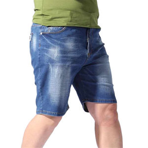 Shorts de mezclilla holgados personalizados al por mayor para hombre, estilo urbano, talla grande, hasta la rodilla, desgastados, para verano. - Product Image 1