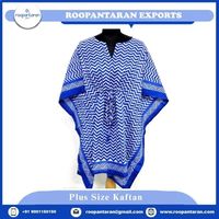 Elegante Kaftán Recto de Manga Corta para Mujer, Tallas Grandes, Estampado Indio, Algodón Chiffon, Suave, Transpirable y Ecológico, ODM