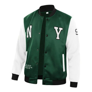 แจ็กเก็ตเบสบอลลำลองยืดได้เล็กน้อยเสื้อโค้ทแบบเย็บสีตัดกันทรงเข้ารูปปกติเสื้อกันลมฮิปสเตอร์สำหรับฤดูใบไม้ผลิ - Product Image 1