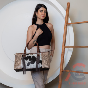 กระเป๋าโท้ทหนังผู้หญิงหนังเครื่องมือจับผมแฟชั่นตะวันตกกระเป๋าช้อปปิ้งแบบมินิมอลหนังแท้100% หรูหราใหม่ - Product Image 1