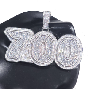 จี้เงินแท้ 925 ประดับเพชรโมอิสซาไนต์เต็มตัว รูปเลข 700 สไตล์ฮิปฮอป สำหรับผู้ชายและผู้หญิง - Product Image 4