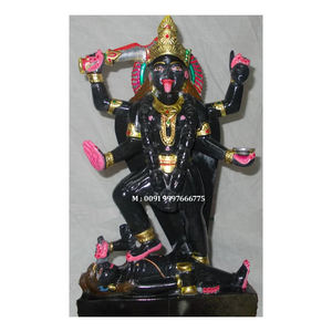 Fabricante de Estatua de la Diosa Kali Mata en Mármol Negro Makrana, en Posición de Pie con Farsa en la Mano, para Decoración del Hogar y Templos - Product Image 1
