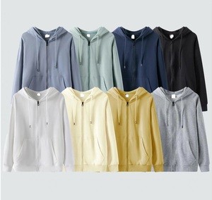 เสื้อฮู้ดซิปผู้ชายทรงปกติ ขายส่ง ผ้าฝ้ายฟลีซ 100% น้ำหนัก 300 กรัม ระบายอากาศได้ดี สีพื้น สำหรับฤดูหนาว - Product Image 6
