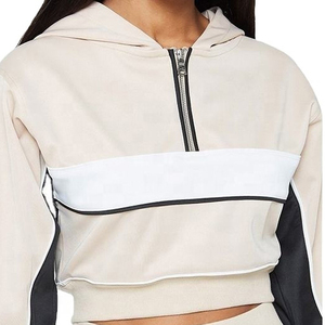 Conjunto de Top corto de algodón 100% informal para mujer de mejor diseño, Top corto de manga larga, chándal de invierno, forro polar, liso, teñido liso - Product Image 3