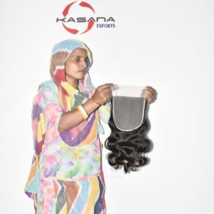 ผู้ผลิตผมอินเดียแบบ 7*7 ผลิตผมแท้ 100% จัดเรียงเกล็ดผมอย่างดี แบบตรง ทอแบบด้วยเครื่องจักร แบบสองชั้น สีธรรมชาติ ผมแท้สีดำ - Product Image 2