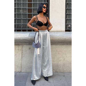 Pantalones Miracle Lake Plazzo 0072, Pantalones Anchos de Cintura Alta, Transpirables, de Satén - Product Image 6