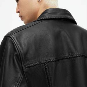 OEM Custom <b>Black</b> Jacket With Zip Closure <b>Men</b> Leather Jackets High Quality Material <b>Men's</b> Upper - Product Image 6