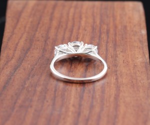 Anillo de fiesta de compromiso de boda de Plata de Ley 925 de moda Zircon blanco tres piedras estilo clásico regalo de moda - Product Image 4