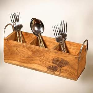 Porta Cucharas Ajustable de Tres Niveles de Madera Natural, Artesanía Tradicional, Organizador Elegante para Encimera - Product Image 1