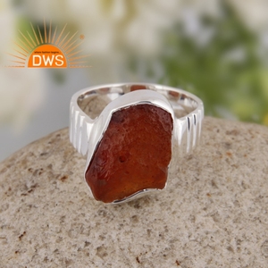 Best Selling Fine Sterling Silver Natural Rough Carnelian Gemstone <b>Statement</b> <b>Ring</b> Custom Jewelry Manufacturer - Product Image 2