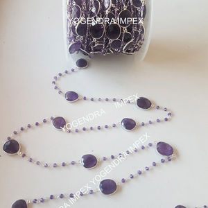 Vente en gros de chaîne de lunette de forme irrégulière en argent sterling 925 connecteur de pierres précieuses améthyste naturelle composants de résultats de bijoux noirs - Product Image 1