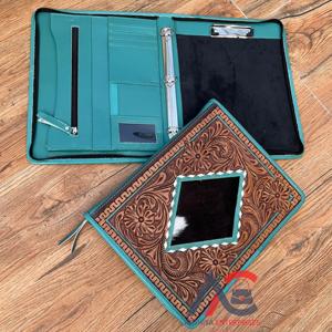 Carpeta de cuero de 3 anillas personalizada hecha a mano para mujer, organizadores de cartera con cremallera de piel de vaca de alta calidad hechos a mano - Product Image 1