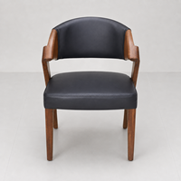 En stock, mobilier d'hôtellerie, chaise de restauration rapide, fauteuil en cuir vintage avec accoudoirs en bois, prêt à être expédié, chaise de bistrot robuste pour restaurant