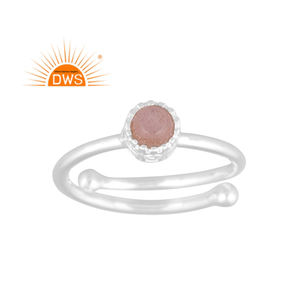 Último diseño 925 plata esterlina fina piedra de luna de melocotón Natural piedra preciosa anillo apilable fabricante de joyería personalizada - Product Image 1
