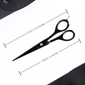 Tijeras de corte de pelo de peluquero profesional 5,5 cuchillas afiladas de acero inoxidable con revestimiento de Color Negro Bolsa De cuero tipo de belleza - Product Image 2