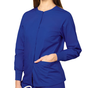 Wholesales Nursing OEM High Quality Women's <b>Comfy</b> Medical Uniforms for Women TWILL Crew Neck Snap Front Nurse Jacket Women - Product Image 2