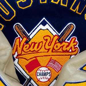 OEM School College Custom Chenille Embroidery Logo Student Leather Bomber Baseball Patch Letterman <b>Men's</b> Wool Varsity <b>Jacket</b> - Product Image 5