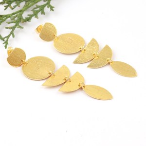 Boho Style Wooden Metal Earrings Large Round Geometric Dangle Trendy Design Comfortable Lightweight - Product Image 1