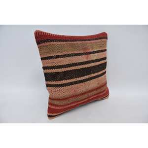 Oreiller en laine patchwork multicolore Kilim 14x14 pouces Coussin décoratif tissé à motif de feuilles vintage moelleuses de luxe pour la literie - Product Image 3