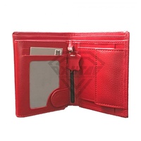 Dompet Kartu Kulit Asli Merah Buatan Khusus, Dompet Lipat Tiga Tipis Mewah, Dompet Mini Saku untuk Pria Wanita Ukuran Kecil