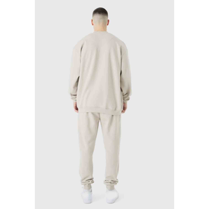 เสื้อสเวตเชิ้ตคอกลมสีเบจสำหรับผู้ชายพร้อมโลโก้สั่งทำพิเศษ และกางเกงจ็อกเกอร์เข้าชุด ชุดวอร์ม ODM Trackstar OEM แบรนด์ส่วนตัว - Product Image 3