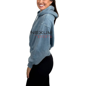 Sudadera con capucha ligera informal superventas para mujer, estilo callejero, colores personalizados, logotipo frontal, servicio OEM personalizado - Product Image 2