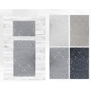 Tapis de bain 2 pièces en coton recyclé gris foncé, tissé jacquard teint en fil, production sur mesure - Product Image 3