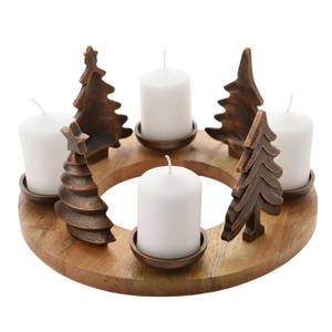 Elegant Golden Christmas Tree & Star <b>Tealight</b> <b>Candle</b> Holder Luxury Metal Frame Table Decor <b>Candle</b> Holder With Mango Wood Base - Product Image 4