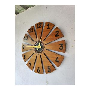 50cm Wooden Walnut Furniture Patterned <b>Silent</b> <b>Wall</b> <b>Clock</b> Colorful Gift Idea - Product Image 1