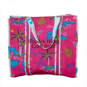 Sac de marché de style nouveau, sac fourre-tout en coton imprimé à la main en Inde, sac à main tendance 100% coton, cadeau pour femmes, sac de shopping - Product Image 5