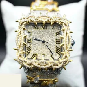 42mm oro Acero inoxidable movimiento automático Hip Hop Moissanite diamante cuadrado caja de reloj con VVS Moissanite - Product Image 1