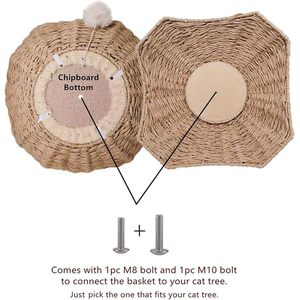 DreamCraft Vietnam, gran torre de gato de ratán de 18 pulgadas con cojín suave, cesta de repuesto, cama, alfombrillas y almohadillas para mascotas - Product Image 3