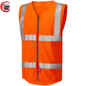 Ropa de seguridad de malla para hombres y mujeres, 5 bolsillos, cremallera reflectante frontal, alta visibilidad para trabajos de construcción, impermeable - Product Image 1