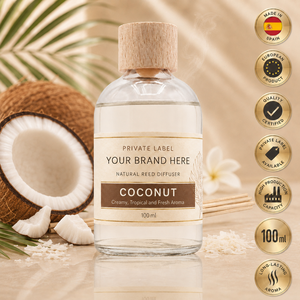 Private Label Coconut <b>Reed</b> <b>Diffuser</b> 100ml OEM | Mikado Air Freshener Home Fragrance | Spain EU - Product Image 1