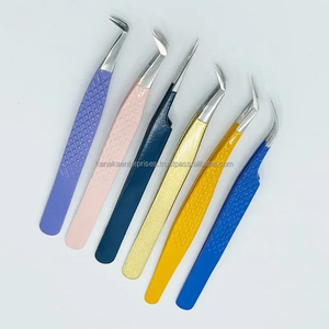Pince à épiler pour extensions de cils, pointe en fibre, couleurs personnalisées, volume, marque privée - Product Image 2