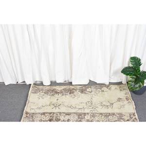 Tapis Vintage en Laine Turque de 2X3,5 Pieds, Patchwork Beige et Marron, Tissage Plat pour Décorations de Salon, Support en Latex - Product Image 2