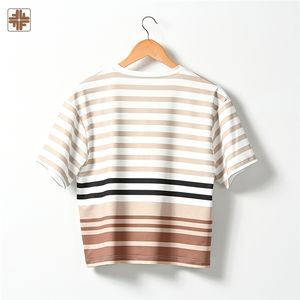OEM ODM Taiwan Made Eco-Friendly Summer Loose Fit <b>Striped</b> Print Casual <b>T</b>-<b>shirt</b> <b>for</b> <b>Men</b> and Women - Product Image 2