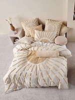 Boho 3 pièces soleil touffeté housse de couette ensemble de literie de luxe 90 "x 90" roi reine taille double ensemble de lit complet décor à la maison coton couette