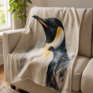 Custom Printed <b>Throw</b> Blanket Personalized Penguin Arctic Gift Sublimation Flannel Fleece Polyester - Product Image 1