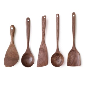 Juego de utensilios de cocina de madera de 6 piezas único hecho a mano incluye servidores de ensalada de 2 cucharas de madera utensilios de cocina de primera calidad - Product Image 6